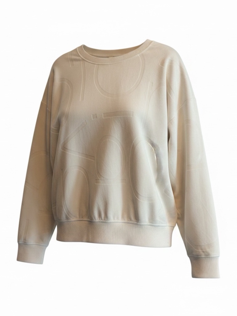Calvin Klein Cream Tonal Embossed Logo Sweatshirt